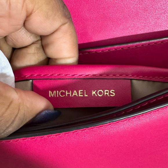 Michael Kors Fuchsia Floral Jade Gusset Leather Crossbody Bag - Picture 6 of 10